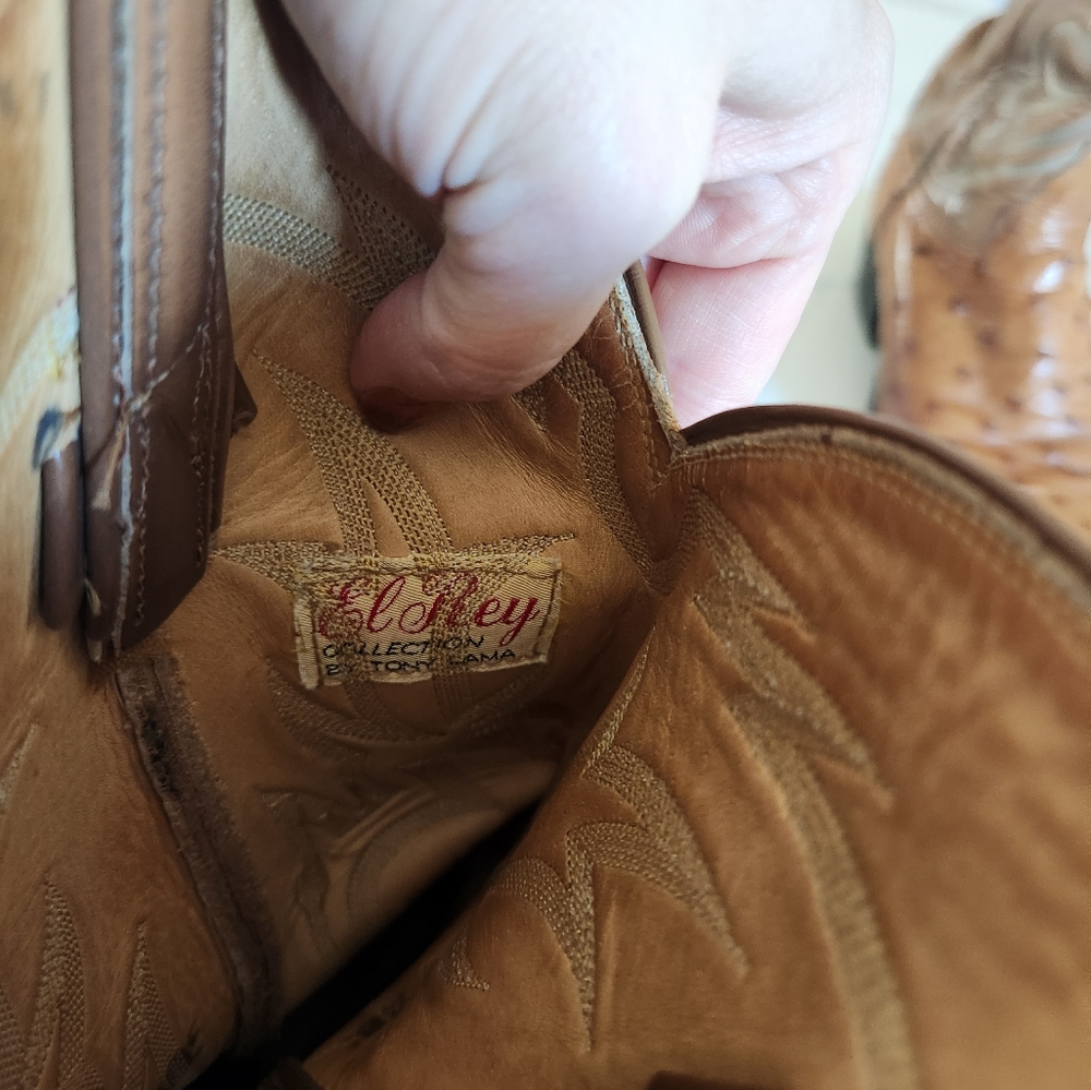 Tony Lama El Rey Collection Vintage Full Quill Ostrich Boots Brown/Tan Size 8.5D - Picture 14 of 16